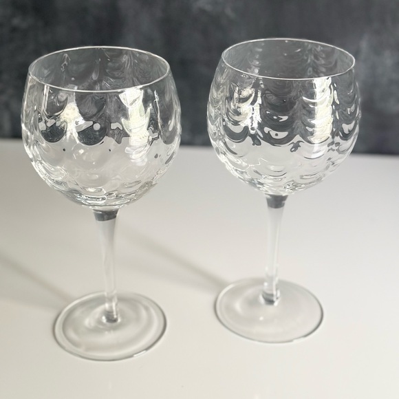 Waterfall Clear Glass Wine Glasses west Virginia Glass Company Optic Loop - Picture 5 of 9